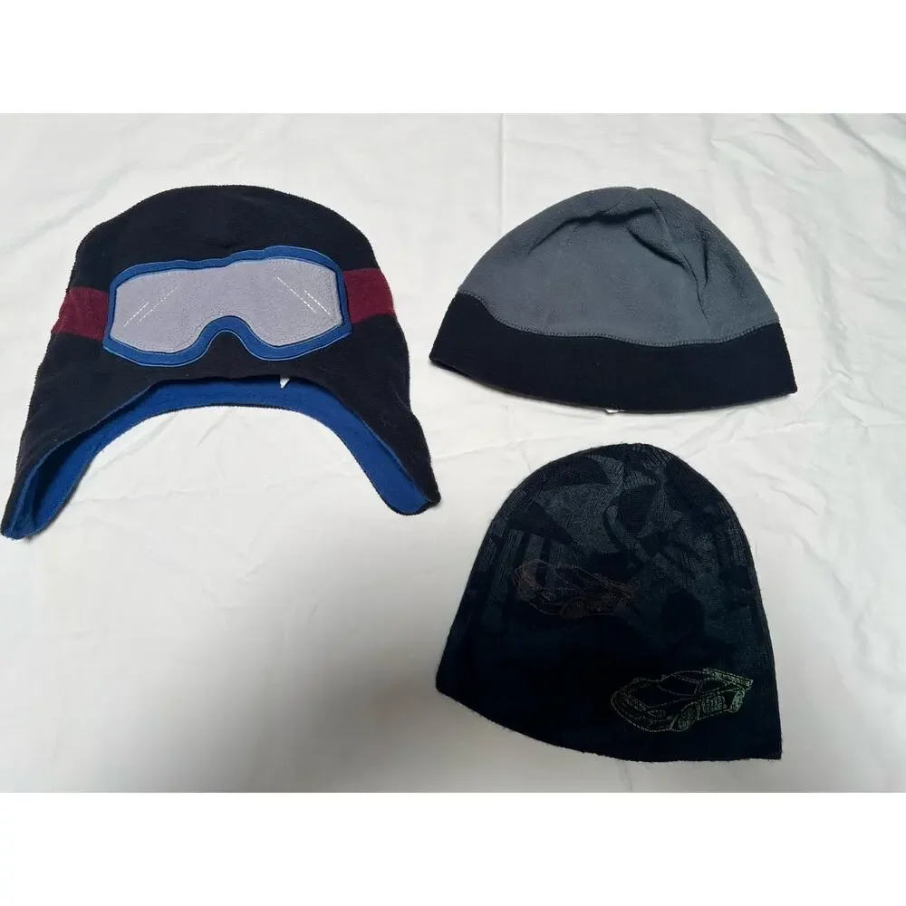 Kids Boys Beanie Hat Lot of 3 The Children’s Place Size 4-7 Fleece Race Car